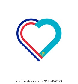 heart outline icon of france and kazakhstan flags. vector illustration isolated on white background	
