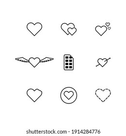 Heart Outline Icon Set. Simple Pictogram Pack. Vector Illustration Of Strokes On White Background. Modern Outline Style Icon Collection.