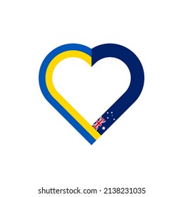 heart outline icon with ukraine and australia flags. vector illustration isolated on white background