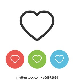 Heart outline icon. Vector flat symbol. Shows medical care, wishlist, health, favorite items, love or like button. Modern concept for Valentines Day. Minimalistic trendy design