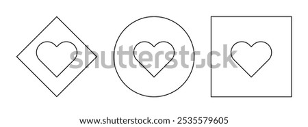heart outline set. vector illustration isolated on white background