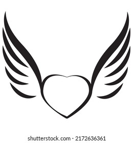 Heart outline with a set of wings