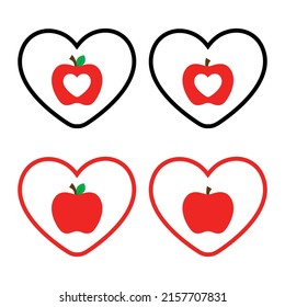 Herzdesign mit Logo-Symbol für Love-Love-Apple-Center