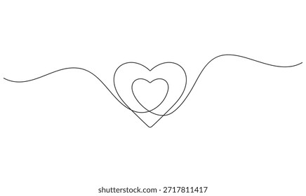 Contorno de corazón en un estilo de arte de línea continua simple para el amor y la salud. 