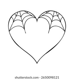 Contorno do coração com design de teia de aranha dentro para vetor de decoração de Halloween