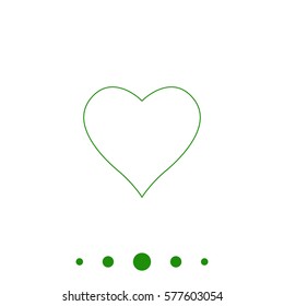 Heart Outline Vector Icon. Contour Line Green Pictogram On White Background. Illustration Symbol