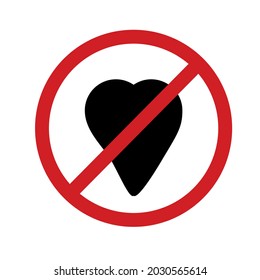 Heart outline vector icon. No emotions symbol. Flat simple line design illustration.