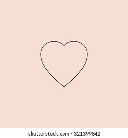 Heart. Outline Vector Icon. Simple Flat Pictogram On Pink Background