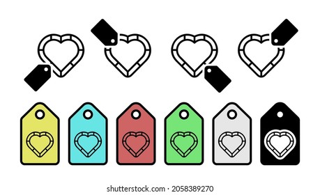 Heart outline vector icon in tag set illustration for ui and ux, website or mobile application