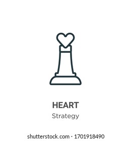 Heart outline vector icon. Thin line black heart icon, flat vector simple element illustration from editable strategy concept isolated stroke on white background