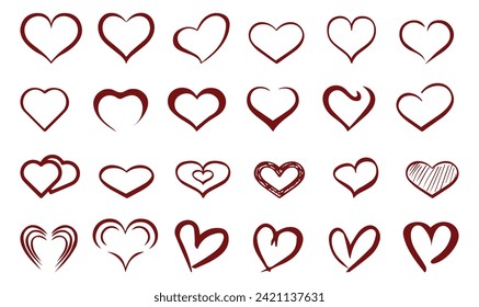 Heart Outline Vector, Shape, Red, Heart