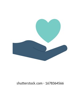 Icono de estilo plano de corazón sobre la atención médica de urgencia clínica y tema del paciente Ilustración vectorial