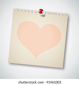 Heart over Old Torn Paper Vector