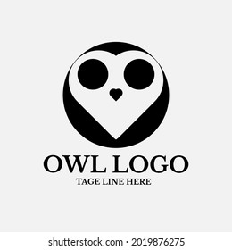 heart owl logo design template