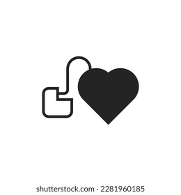 Icono del marcapasos del corazón aislado en fondo blanco. Símbolo de asistencia sanitaria moderno, simple, vector, icono para el diseño de sitios web, aplicación móvil, ui. Ilustración vectorial