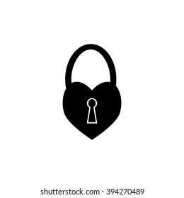 Heart pad lock flat icon