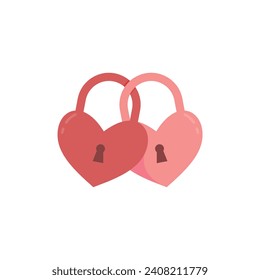 Heart padlock clipart vector, flat design for Valentine's Day element design