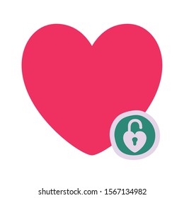 Heart and padlock design, Love passion romantic health wedding romance and decoration theme Vector illustration