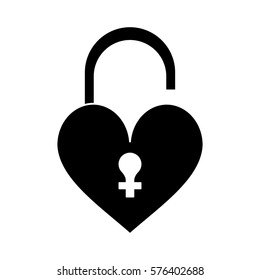 heart padlock female sign pictogram
