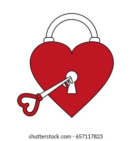 heart padlock flat illustration