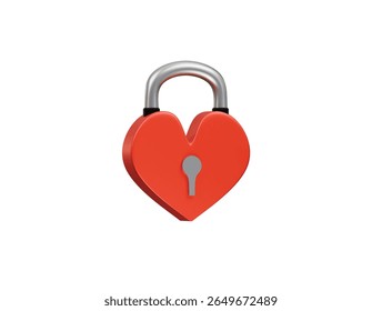heart padlock icon 3d illustration render