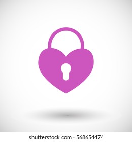 Heart padlock icon. Flat design of Saint Valentine's Day symbol with round shadow. Vector illustration 