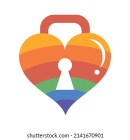heart padlock with lgtbi flag icon