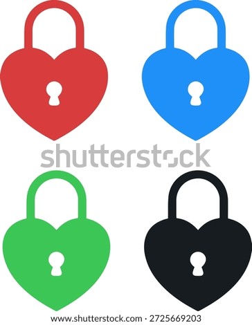 heart padlock line icon set for romantic safety and secret love vector