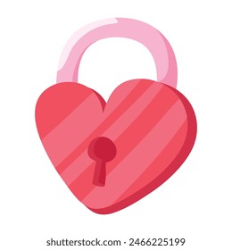 Heart padlock retro style on white background.