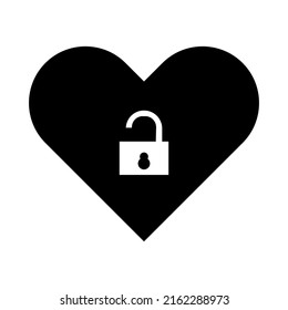 Heart padlock unlocked icon on white background. Vector Illustration design.