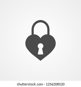 Heart padlock vector icon sign symbol
