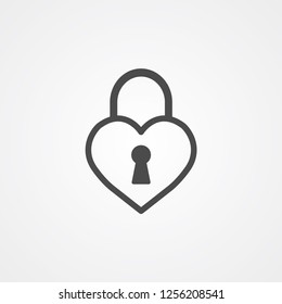 Heart padlock vector icon sign symbol