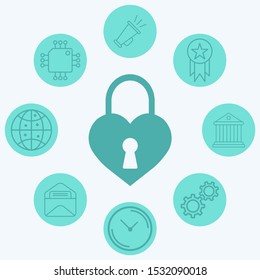 Heart padlock vector icon sign symbol