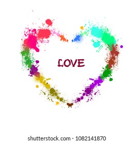 Heart of paint stains. Vector