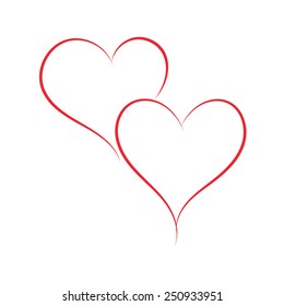 Heart painted with a brush for design. Vector illustration.