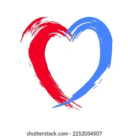 Heart. Heart painted with strokes of paint. Background for card design for lovers. Vector