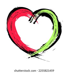 Heart. Heart painted with strokes of paint. Background for card design for lovers. Vector