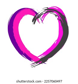 Heart. Heart painted with strokes of paint. Background for card design for lovers. Vector