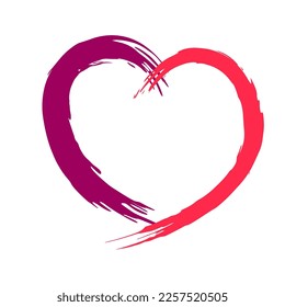 Heart. Heart painted with strokes of paint. Background for card design for lovers. Vector