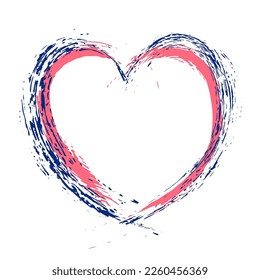 Heart. Heart painted with strokes of paint. Background for card design for lovers. Vector