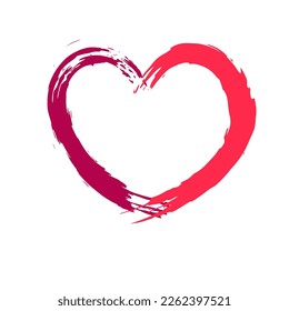 Heart. Heart painted with strokes of paint. Background for card design for lovers. Vector