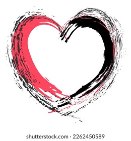 Heart. Heart painted with strokes of paint. Background for card design for lovers. Vector