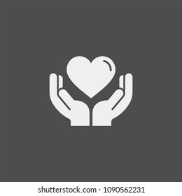 Heart in palms flat vector icon. Human flat vector icon