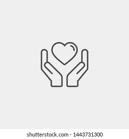 Heart in palms flat vector icon. Human flat vector icon