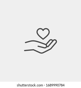 Heart in palms flat vector icon. Human flat vector icon
