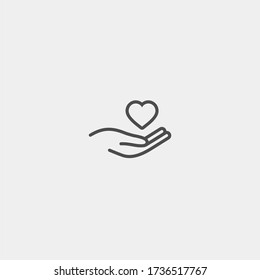 Heart in palms flat vector icon. Human flat vector icon