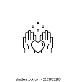 Heart in palms flat vector icon. Human flat vector icon