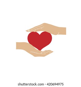 heart in the palms of the hands of man 