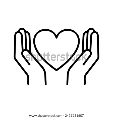 Heart palms icon. Heart saving hands love charity. Healthcare hands holding heart. Vector illustration