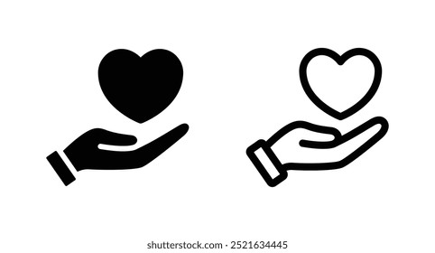 Heart in palms icon vector for web